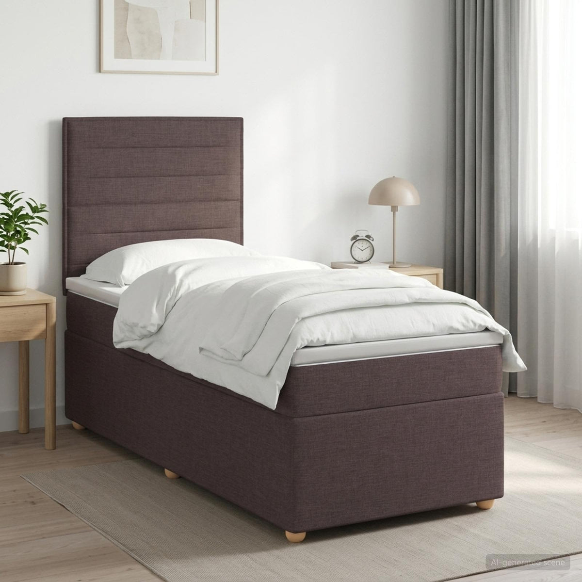 vidaXL Łóżko kontynentalne z materacem Ciemny brąz 80 x 200 cm tkanina