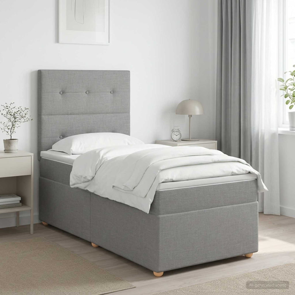 vidaXL Łóżko kontynentalne z materacem jasnoszary 100 x 200 cm tkanina