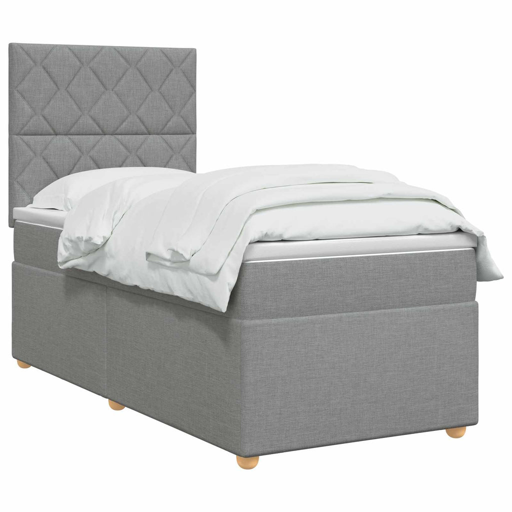 vidaXL Łóżko kontynentalne z materacem jasnoszary 80 x 200 cm tkanina