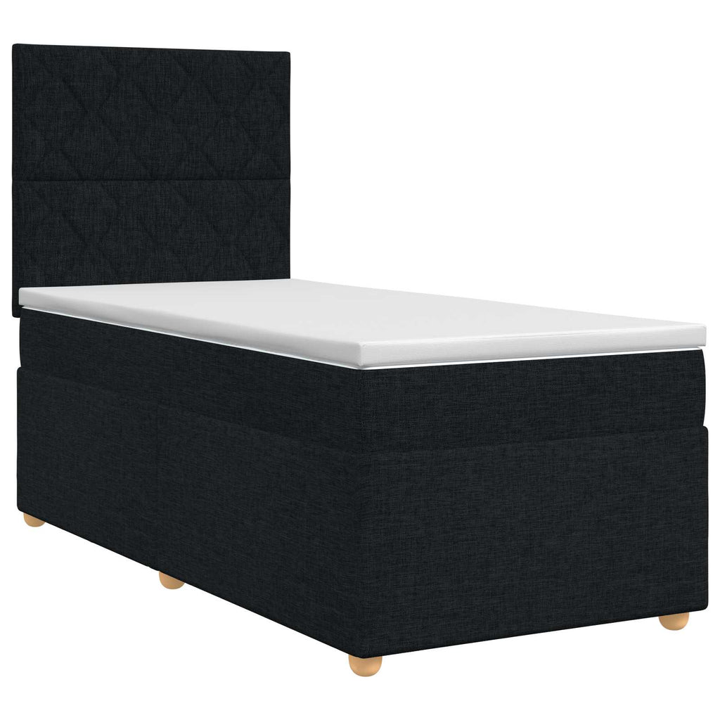 vidaXL Łóżko kontynentalne z materacem Czarny 80 x 200 cm tkanina