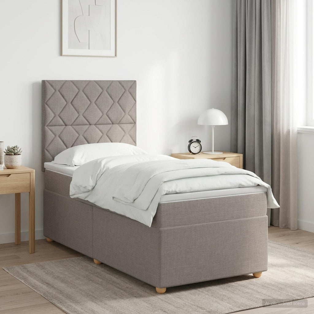 vidaXL Łóżko kontynentalne z materacem Ciemnoszary 90 x 190 cm tkanina