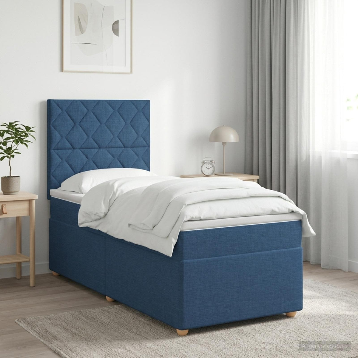 vidaXL Łóżko kontynentalne z materacem niebieski 90 x 190 cm tkanina