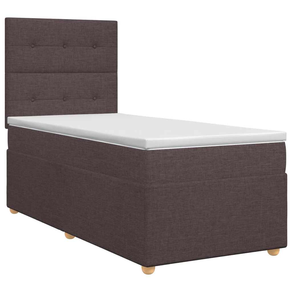 vidaXL Łóżko kontynentalne z materacem Ciemny brąz 90 x 190 cm tkanina