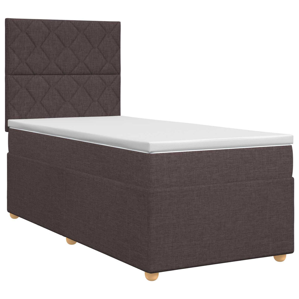 vidaXL Łóżko kontynentalne z materacem Ciemny brąz 90 x 190 cm tkanina