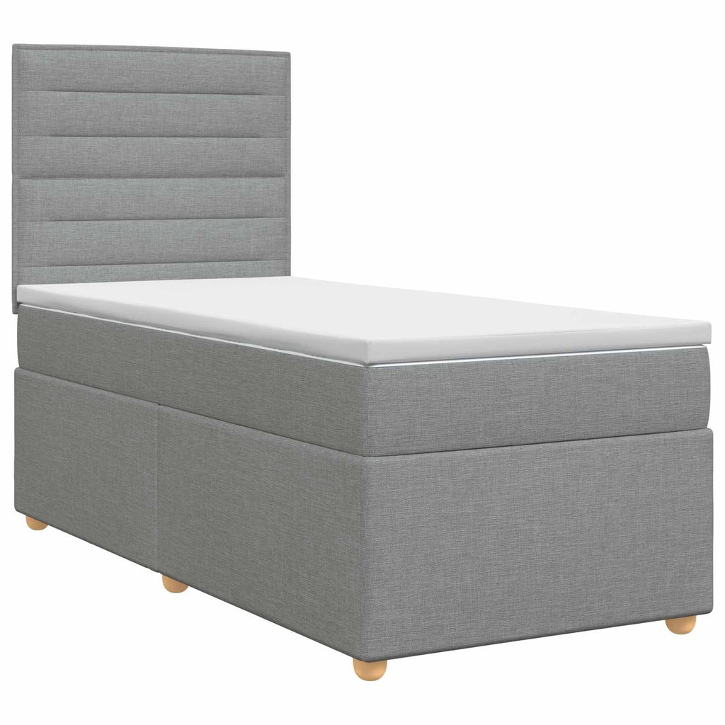 vidaXL Łóżko kontynentalne z materacem jasnoszary 90 x 200 cm tkanina