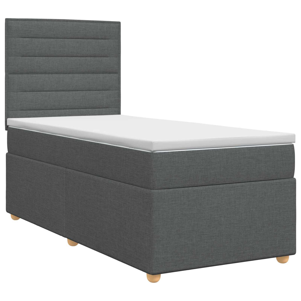 vidaXL Łóżko kontynentalne z materacem ciemnoszary 90 x 200 cm tkanina