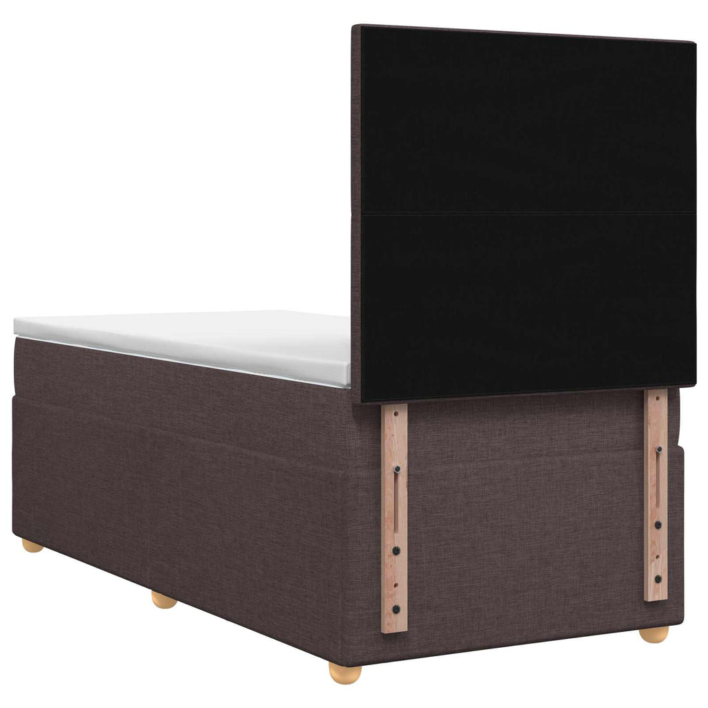 vidaXL Łóżko kontynentalne z materacem Ciemny brąz 90 x 200 cm tkanina