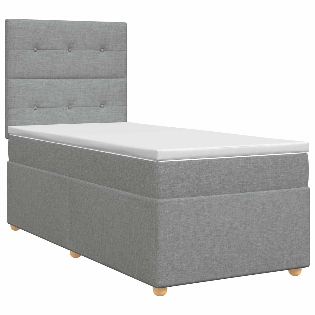 vidaXL Łóżko kontynentalne z materacem jasnoszary 100 x 200 cm tkanina