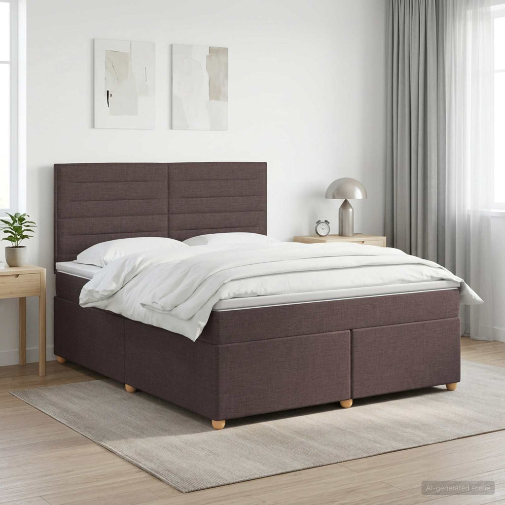 vidaXL Łóżko kontynentalne z materacem Ciemny brąz 140 x 190 cm