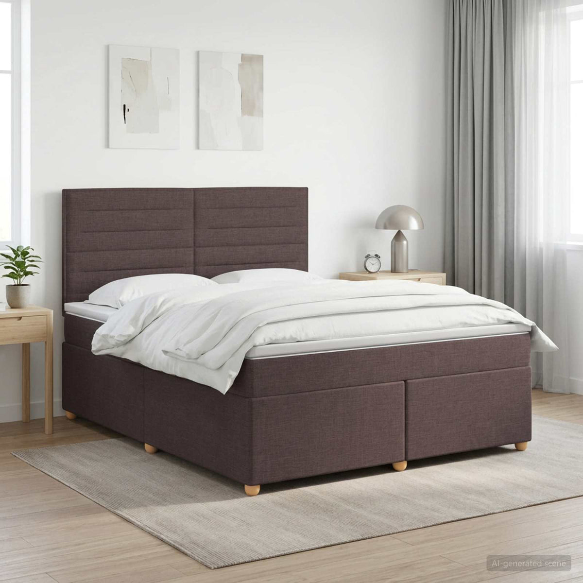 vidaXL Łóżko kontynentalne z materacem Ciemny brąz 140 x 190 cm