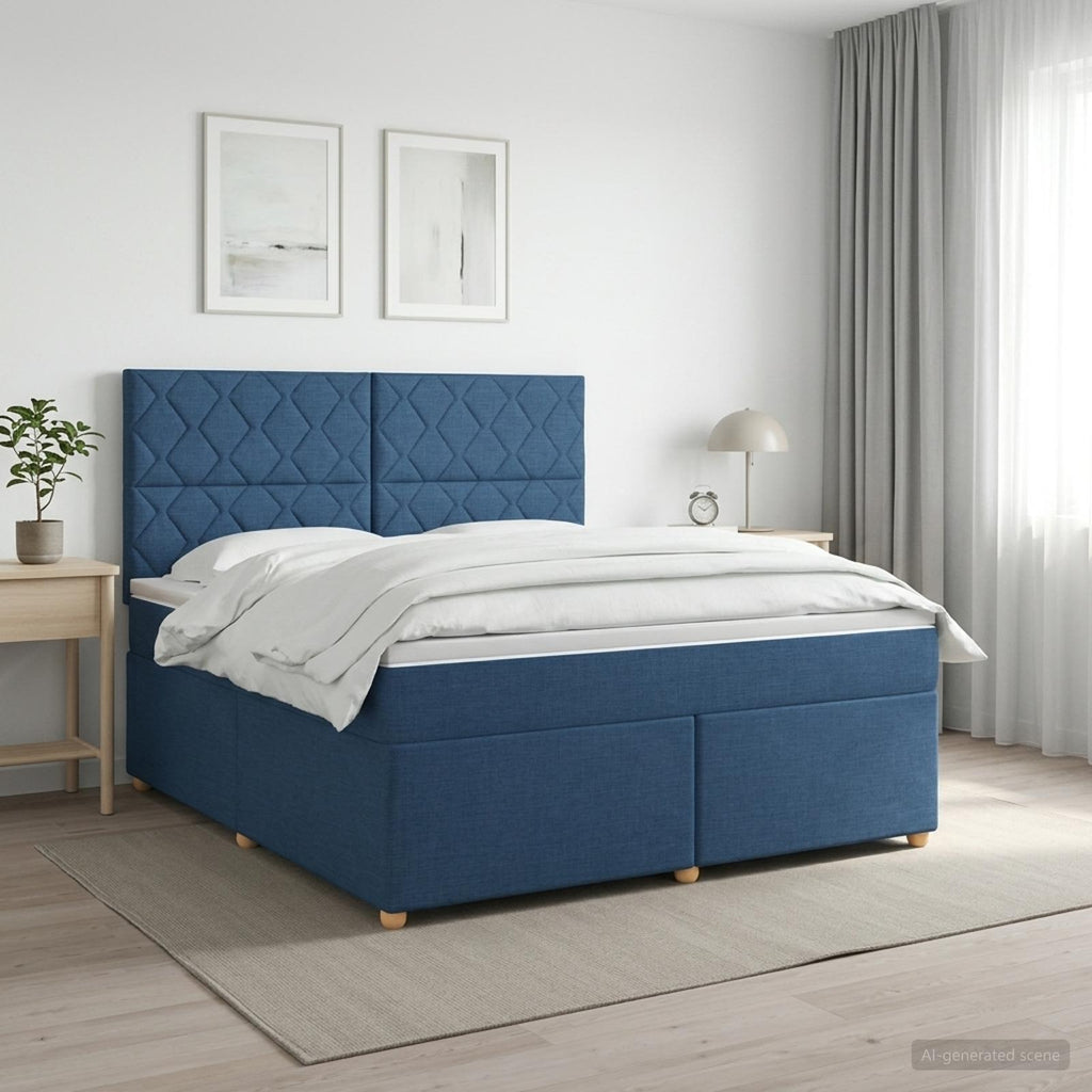 vidaXL Łóżko kontynentalne z materacem niebieski 140 x 200 cm tkanina