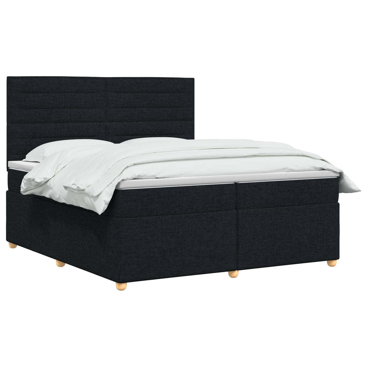 vidaXL Łóżko kontynentalne z materacem Czarny 200 x 200 cm tkanina