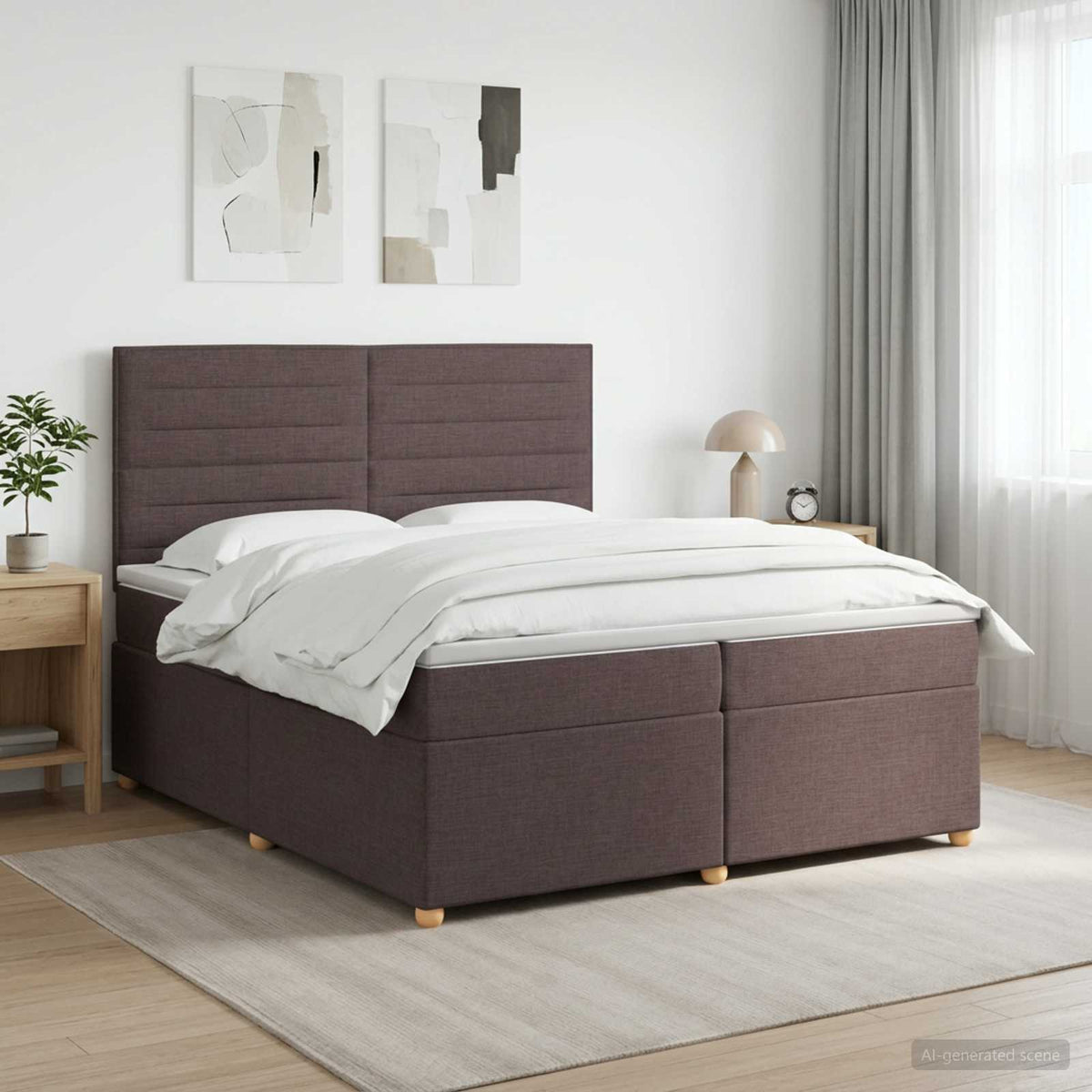 vidaXL Łóżko kontynentalne z materacem Ciemny brąz 200 x 200 cm