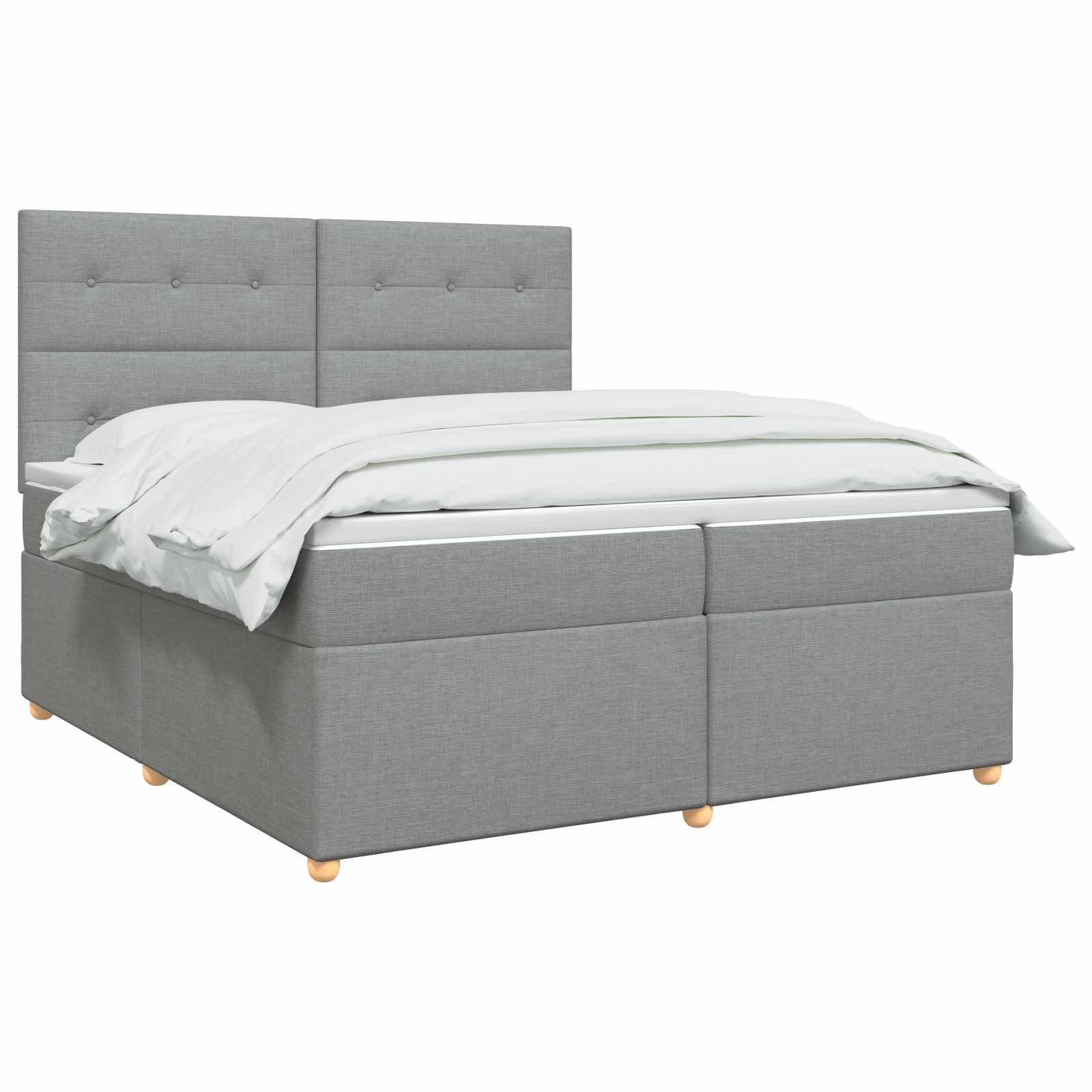 vidaXL Łóżko kontynentalne z materacem jasnoszary 200 x 200 cm tkanina