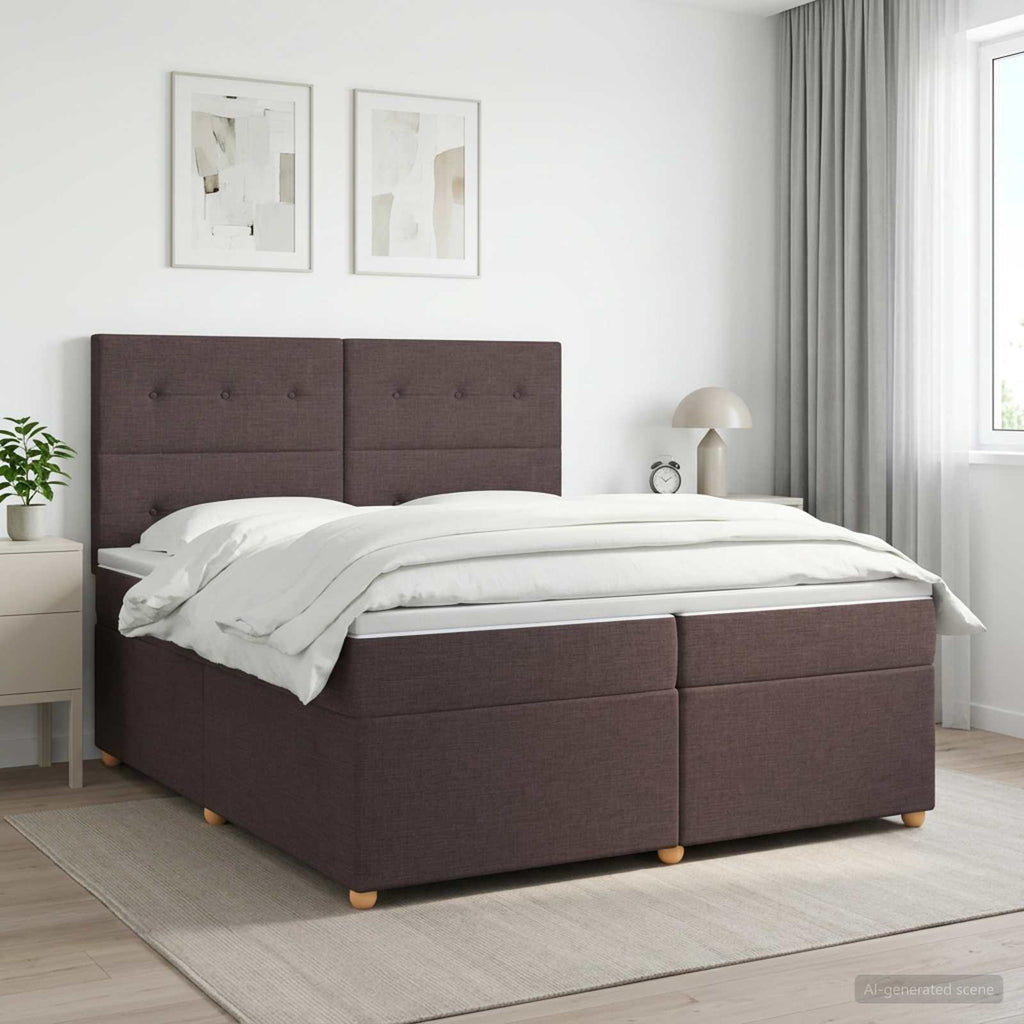vidaXL Łóżko kontynentalne z materacem Ciemny brąz 200 x 200 cm