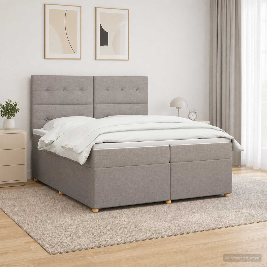 vidaXL Łóżko kontynentalne z materacem Ciemnoszary 200 x 200 cm