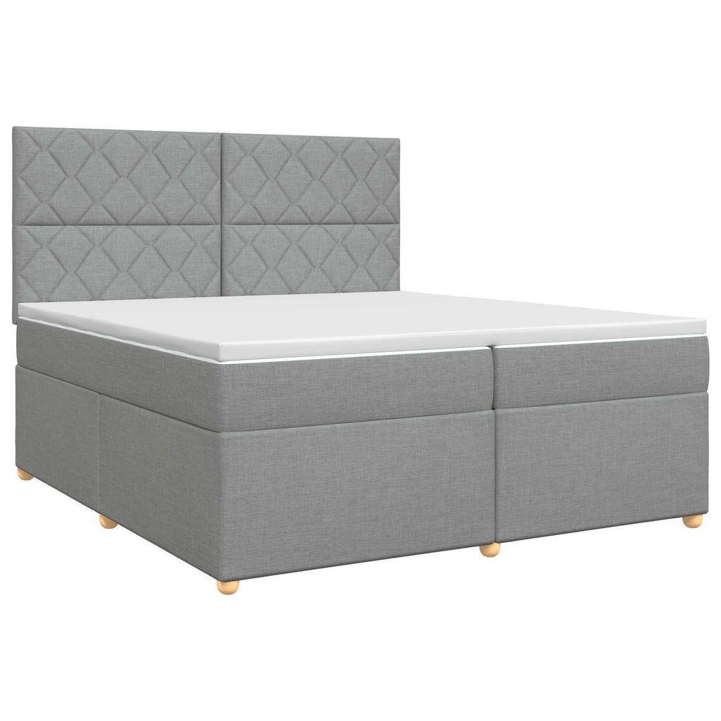 vidaXL Łóżko kontynentalne z materacem jasnoszary 200 x 200 cm tkanina