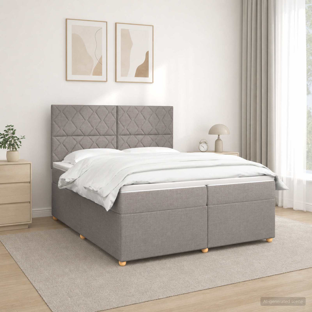 vidaXL Łóżko kontynentalne z materacem Ciemnoszary 200 x 200 cm