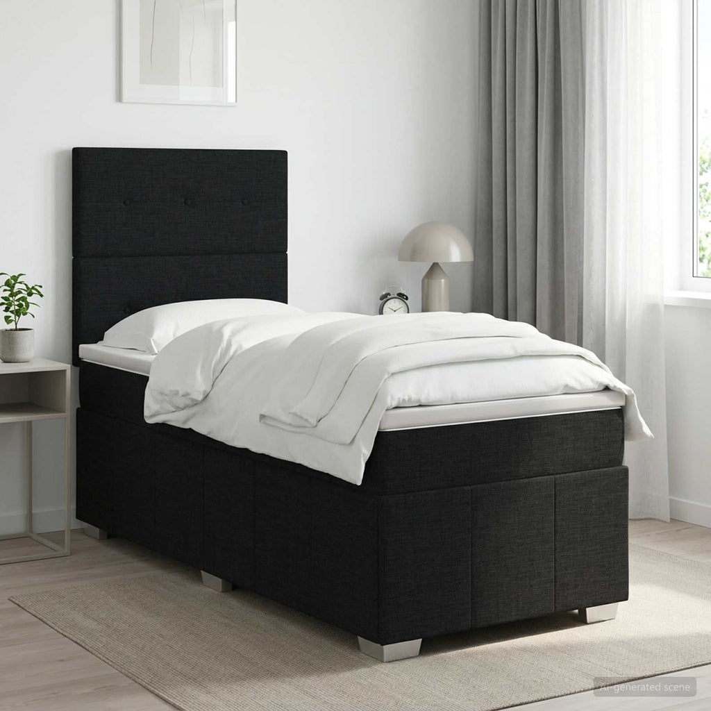 vidaXL Łóżko kontynentalne z materacem Czarny 100 x 200 cm tkanina