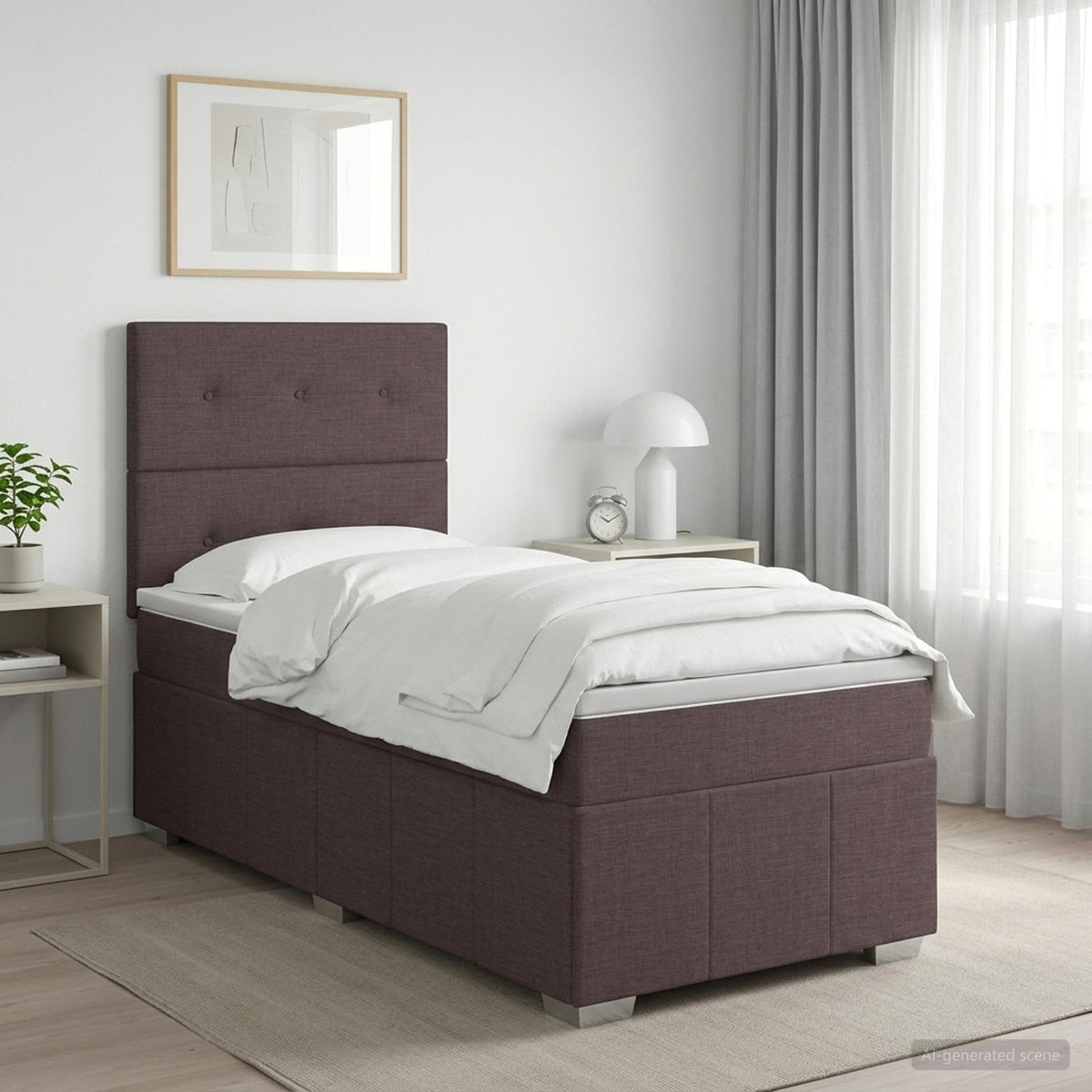 vidaXL Łóżko kontynentalne z materacem Ciemny brąz 90 x 200 cm tkanina