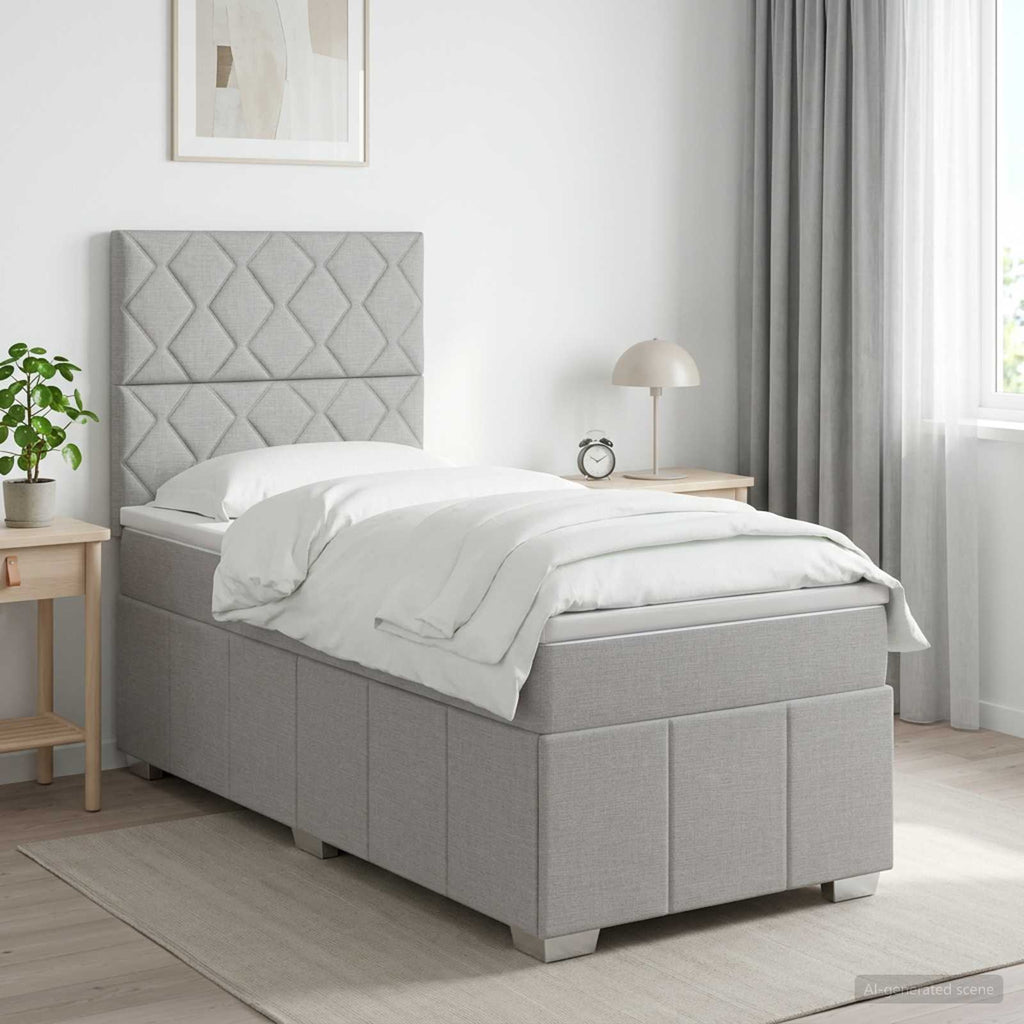 vidaXL Łóżko kontynentalne z materacem jasnoszary 90 x 200 cm tkanina