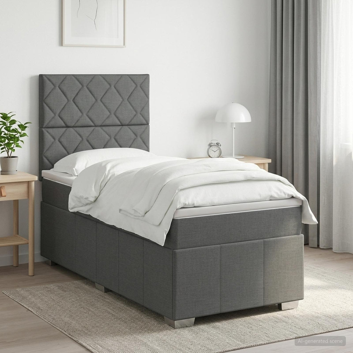 vidaXL Łóżko kontynentalne z materacem ciemnoszary 80 x 200 cm tkanina