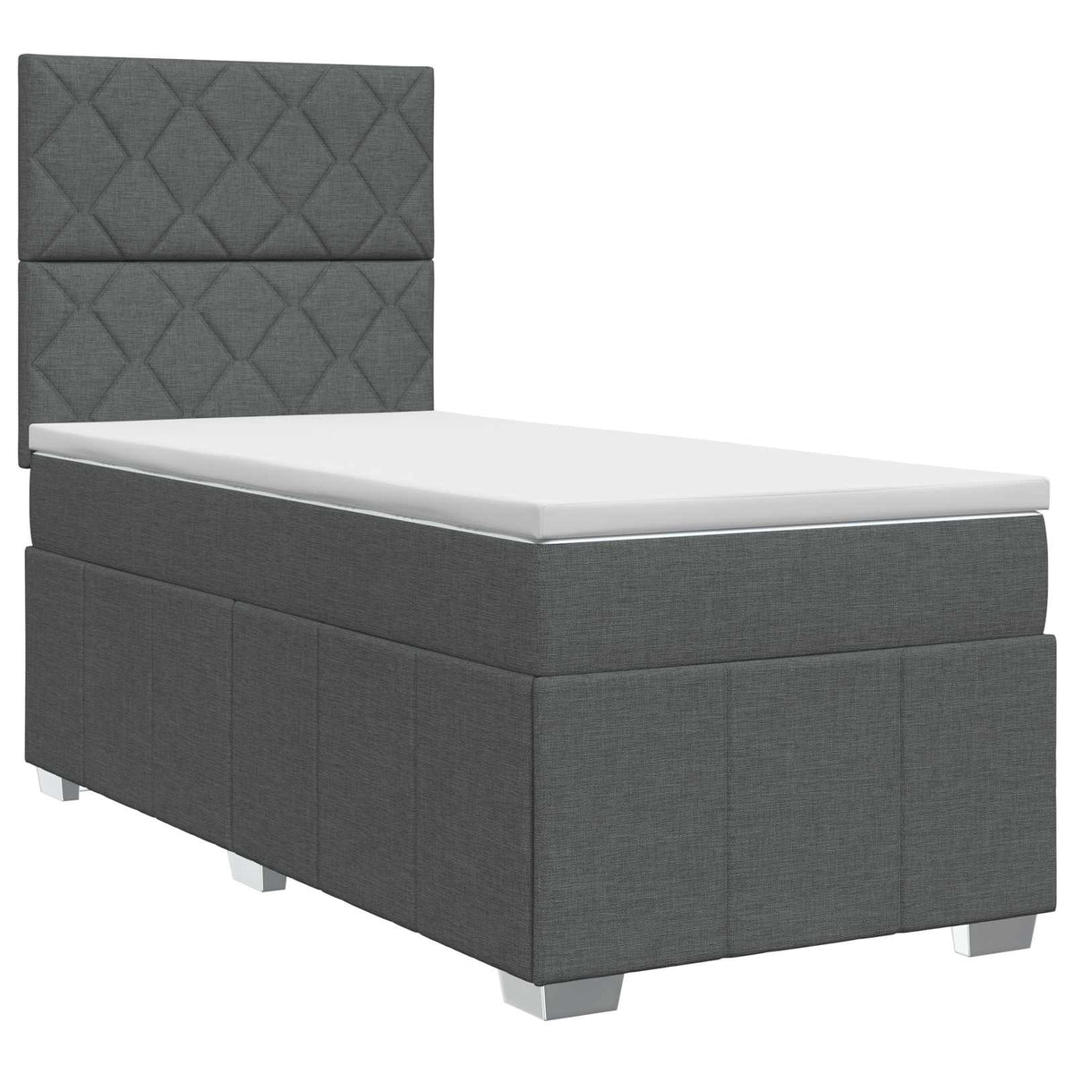 vidaXL Łóżko kontynentalne z materacem ciemnoszary 90 x 190 cm tkanina