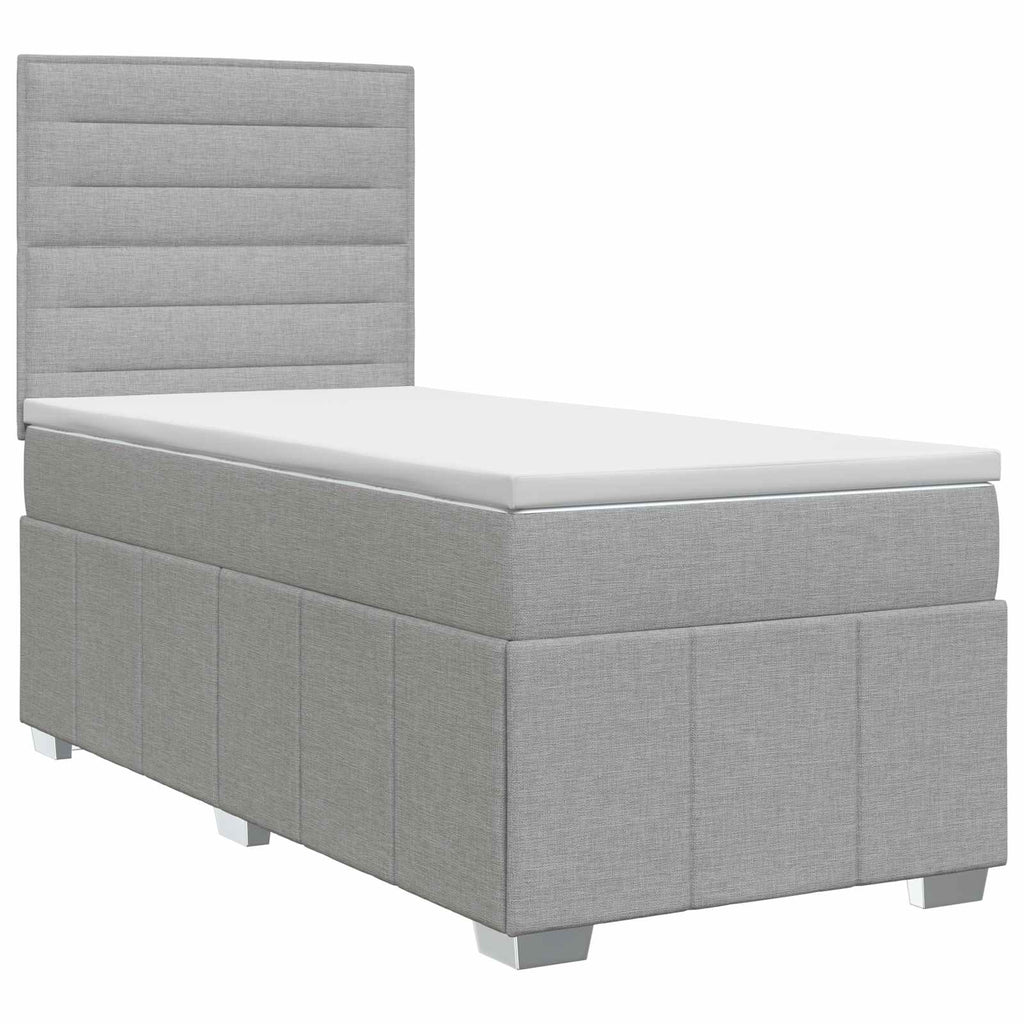 vidaXL Łóżko kontynentalne z materacem jasnoszary 90 x 200 cm tkanina