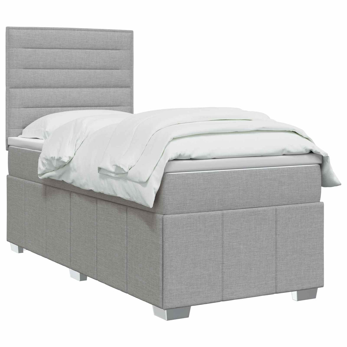 vidaXL Łóżko kontynentalne z materacem jasnoszary 90 x 200 cm tkanina