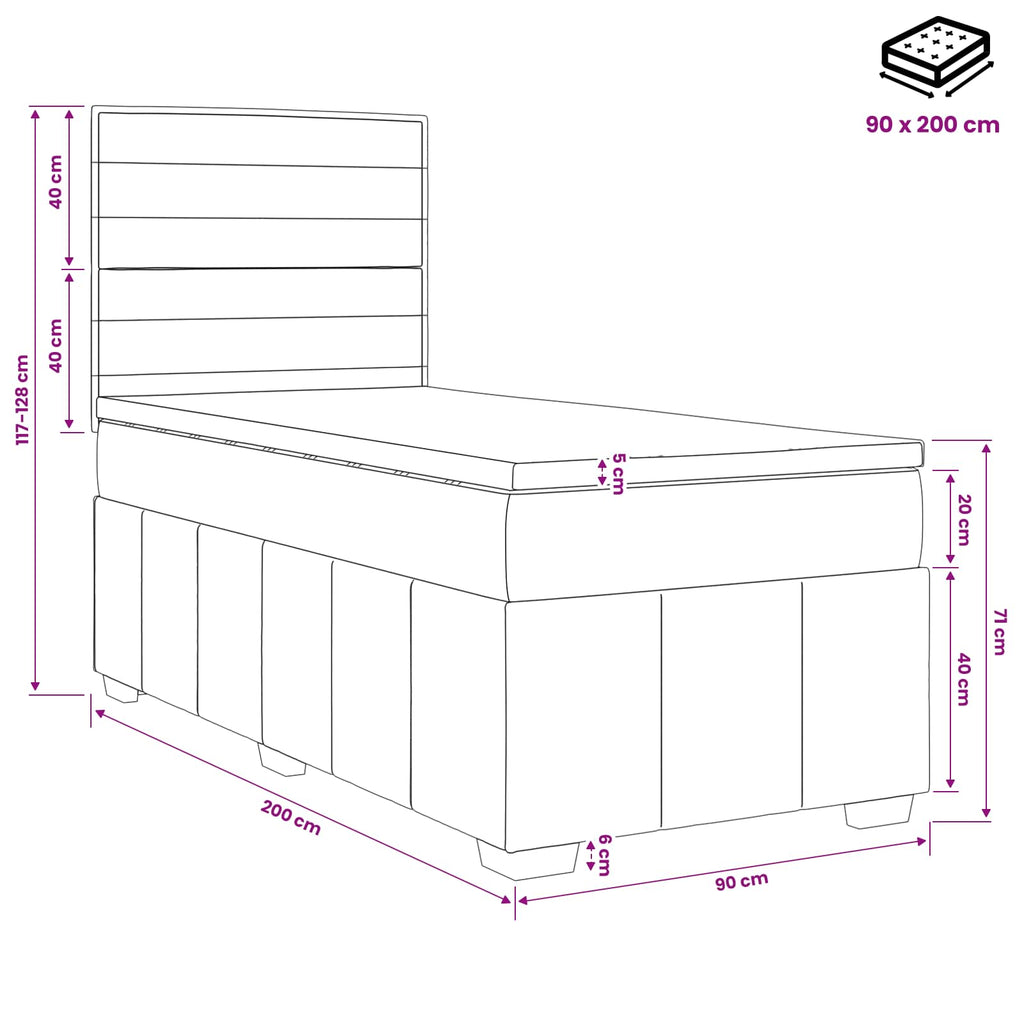 vidaXL Łóżko kontynentalne z materacem niebieski 90 x 200 cm tkanina