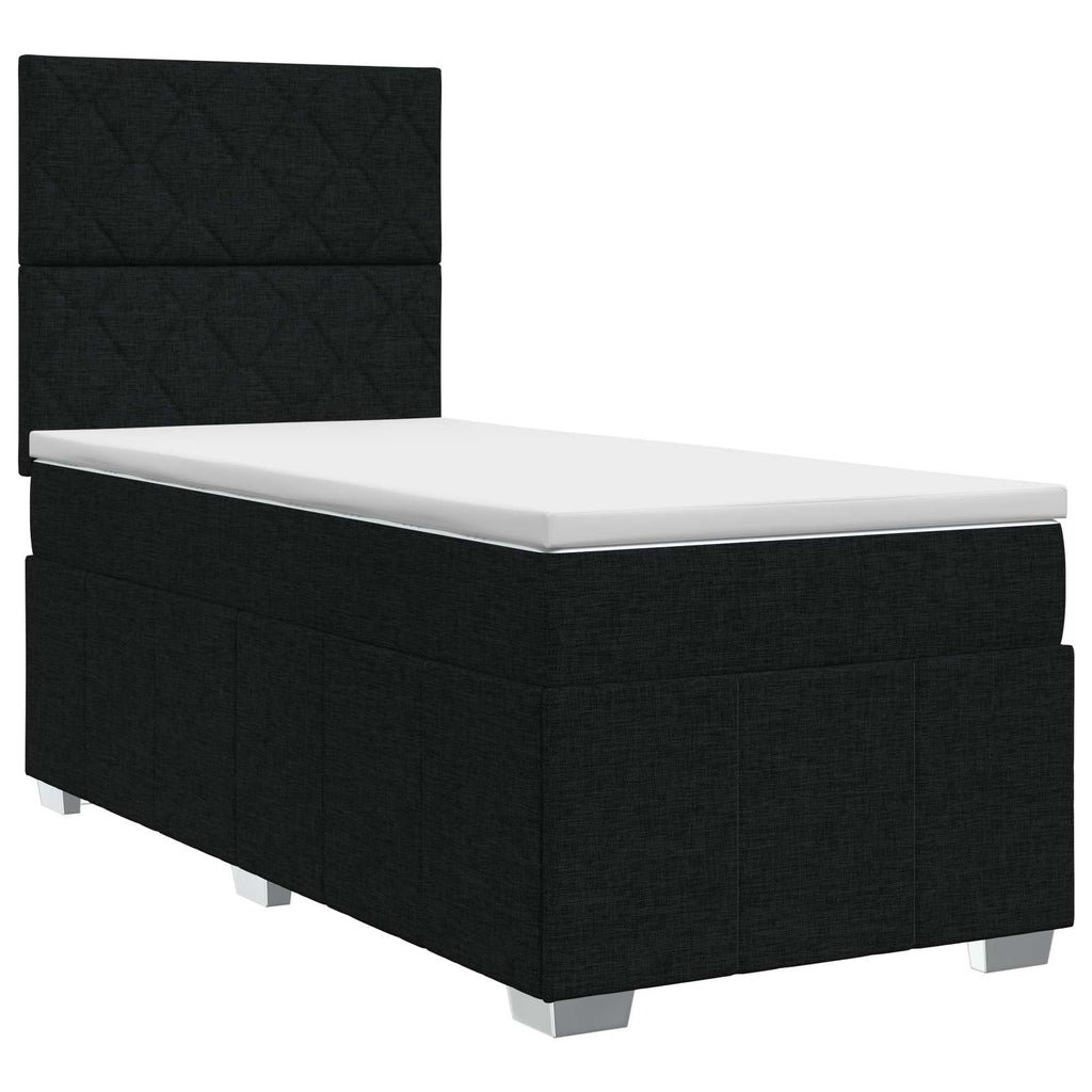 vidaXL Łóżko kontynentalne z materacem Czarny 90 x 200 cm tkanina