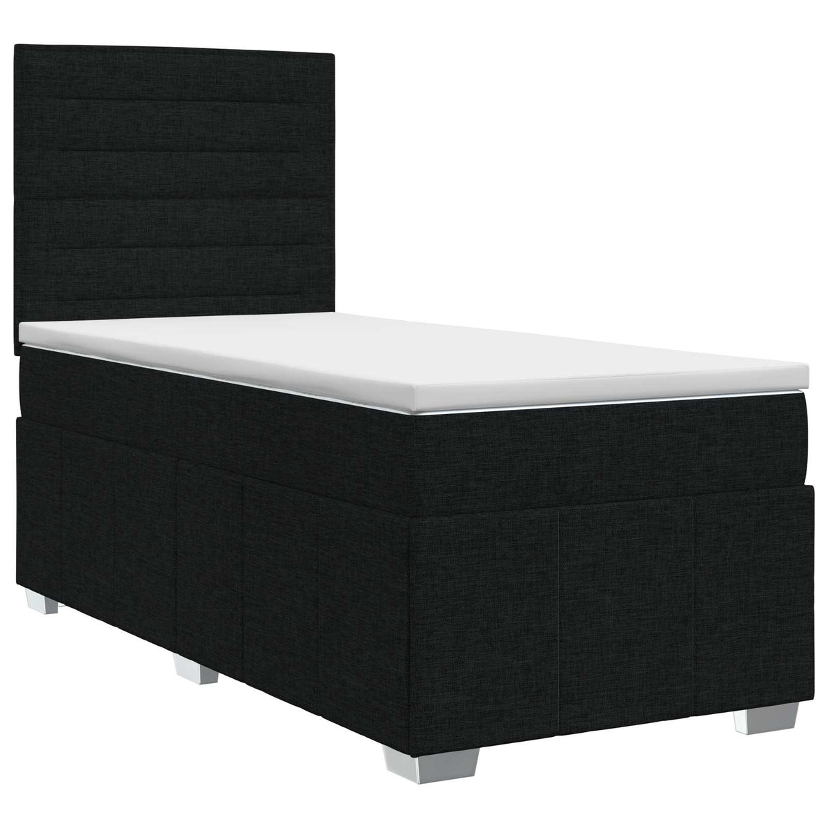 vidaXL Łóżko kontynentalne z materacem Czarny 100 x 200 cm tkanina