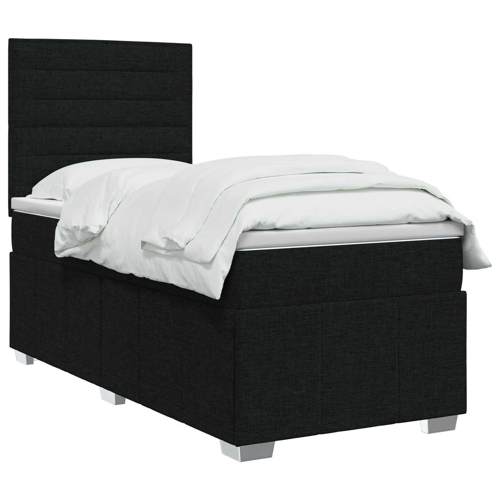vidaXL Łóżko kontynentalne z materacem Czarny 100 x 200 cm tkanina