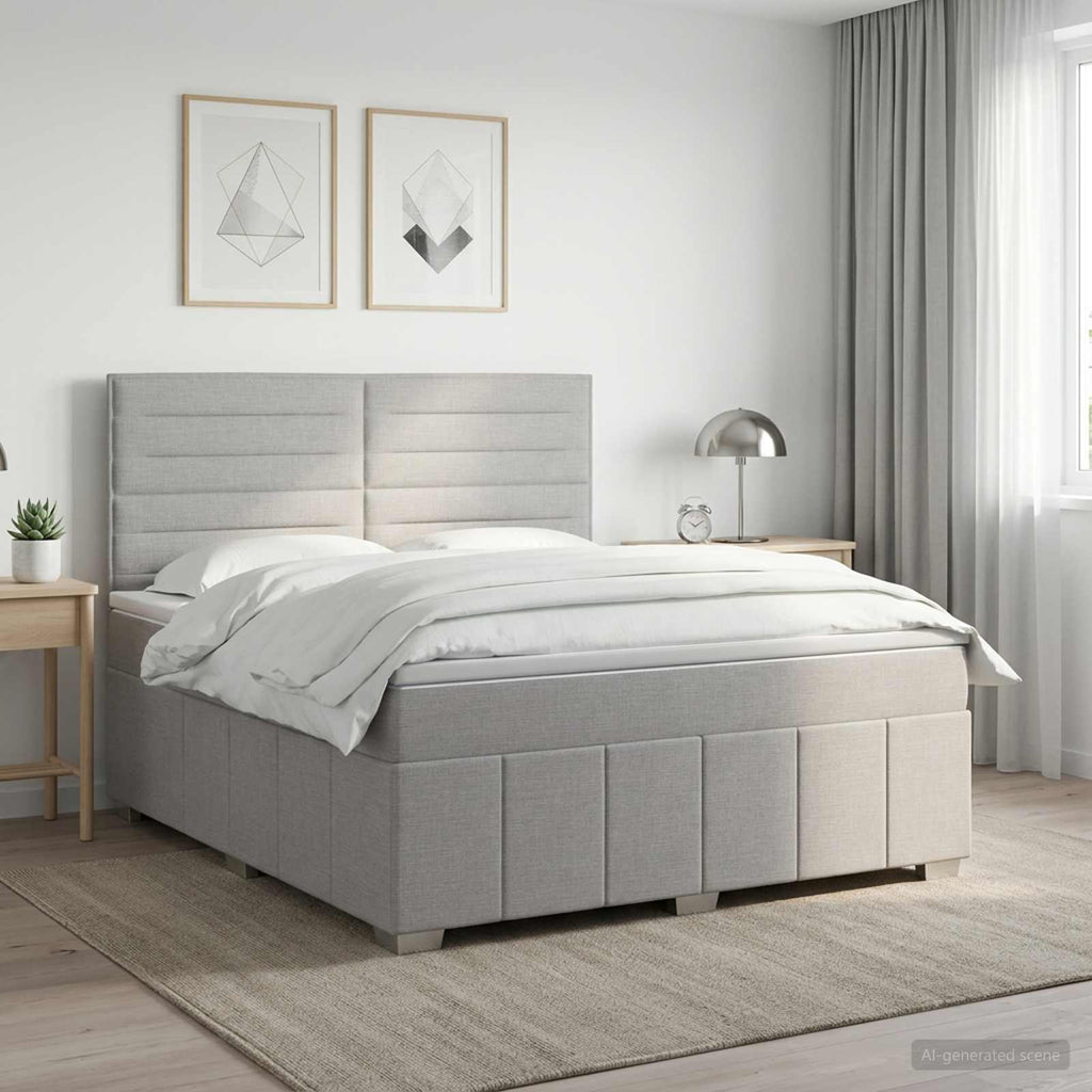 vidaXL Łóżko kontynentalne z materacem jasnoszary 160 x 200 cm tkanina
