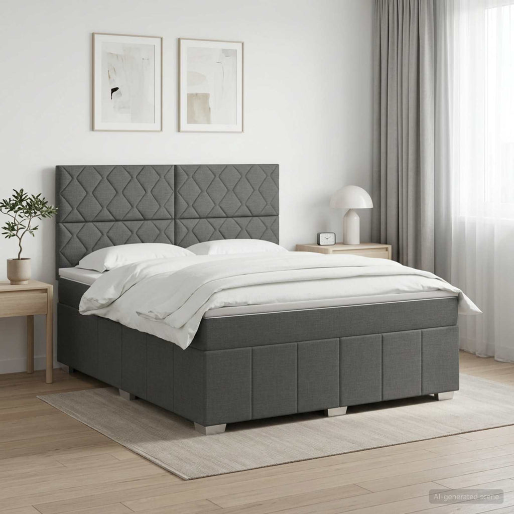 vidaXL Łóżko kontynentalne z materacem ciemnoszary 140 x 190 cm