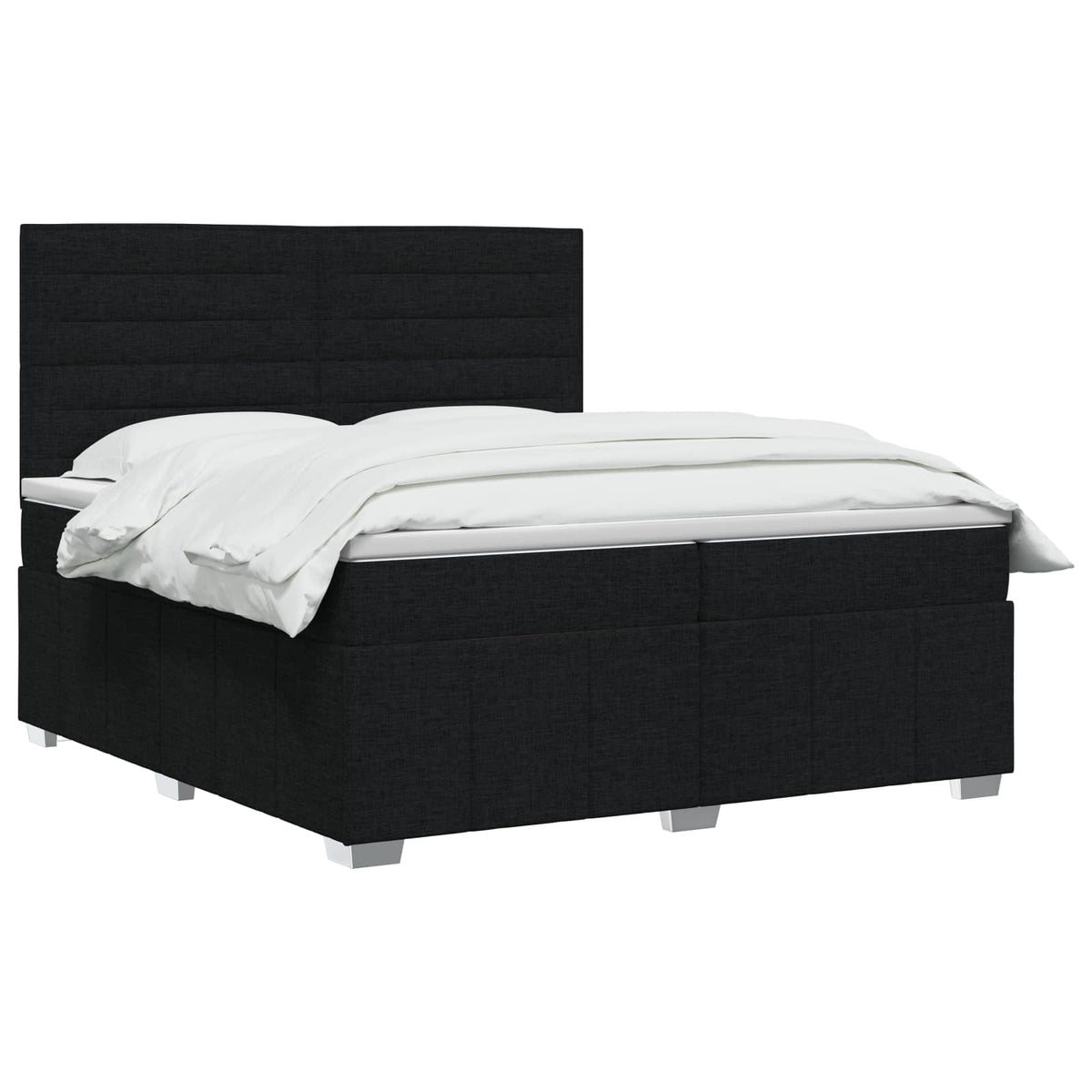 vidaXL Łóżko kontynentalne z materacem Czarny 200 x 200 cm tkanina