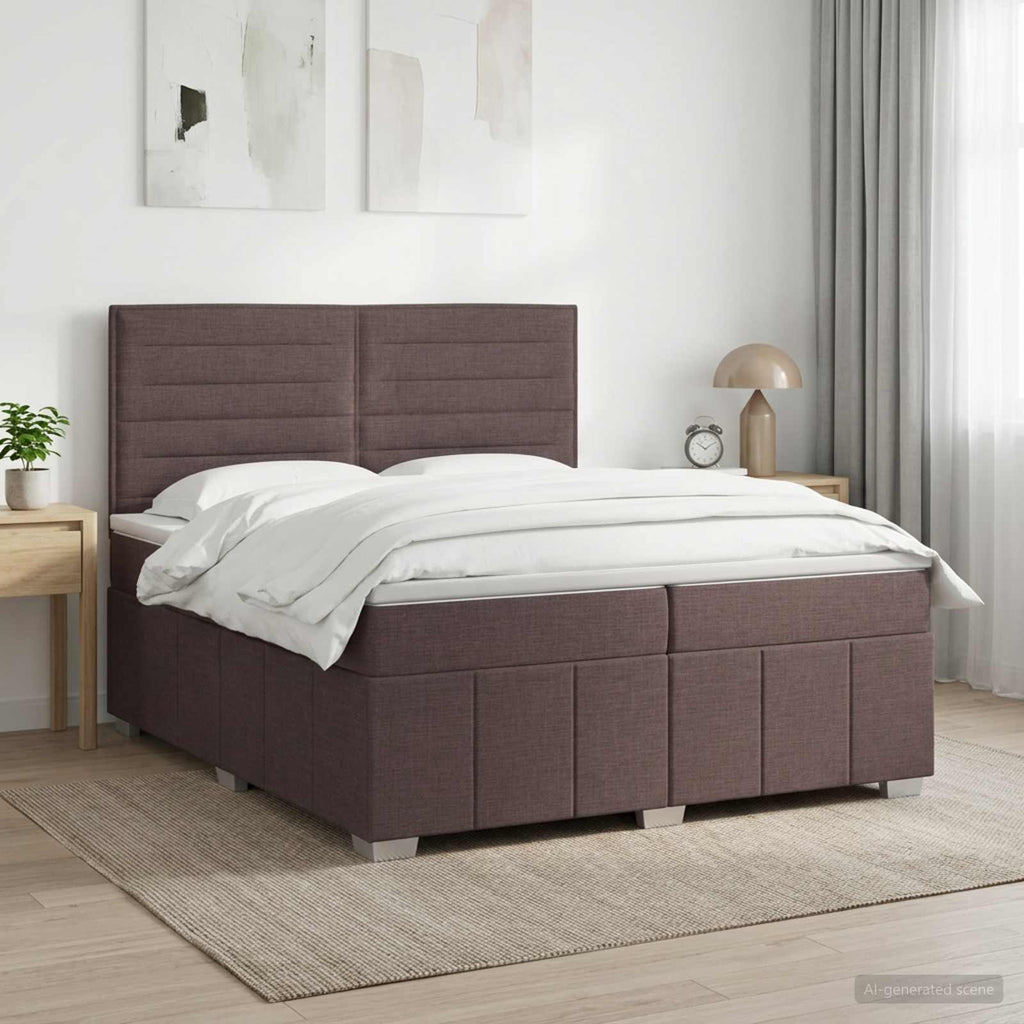 vidaXL Łóżko kontynentalne z materacem Ciemny brąz 200 x 200 cm