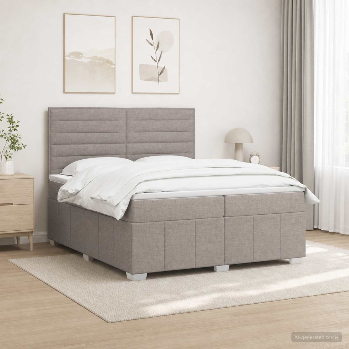 vidaXL Łóżko kontynentalne z materacem Ciemnoszary 200 x 200 cm