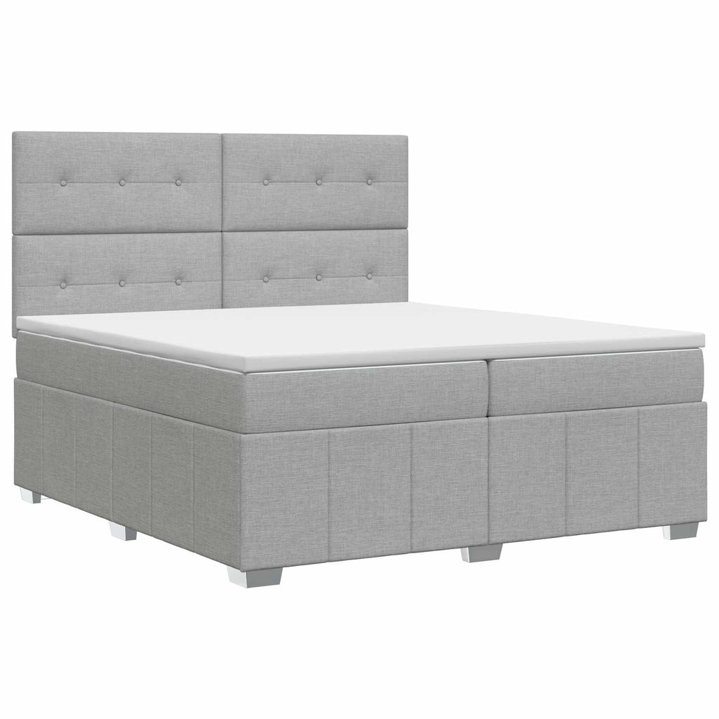 vidaXL Łóżko kontynentalne z materacem jasnoszary 200 x 200 cm tkanina