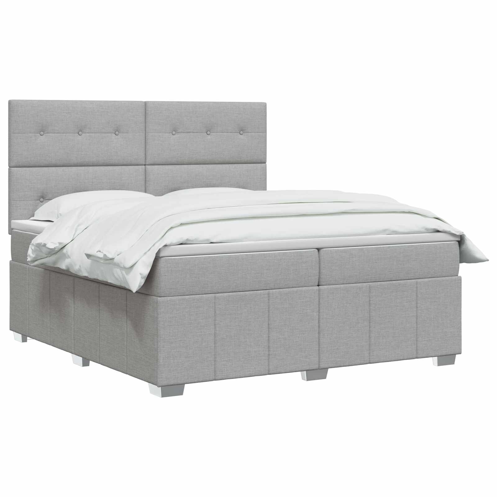 vidaXL Łóżko kontynentalne z materacem jasnoszary 200 x 200 cm tkanina