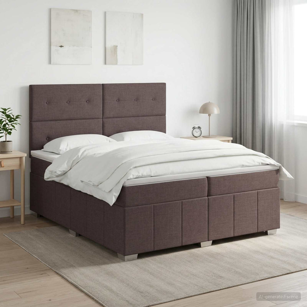 vidaXL Łóżko kontynentalne z materacem Ciemny brąz 200 x 200 cm