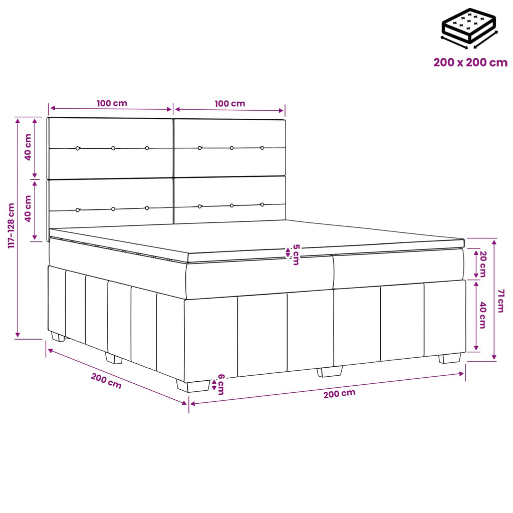 vidaXL Łóżko kontynentalne z materacem Ciemny brąz 200 x 200 cm
