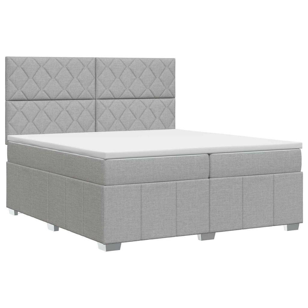 vidaXL Łóżko kontynentalne z materacem jasnoszary 200 x 200 cm tkanina