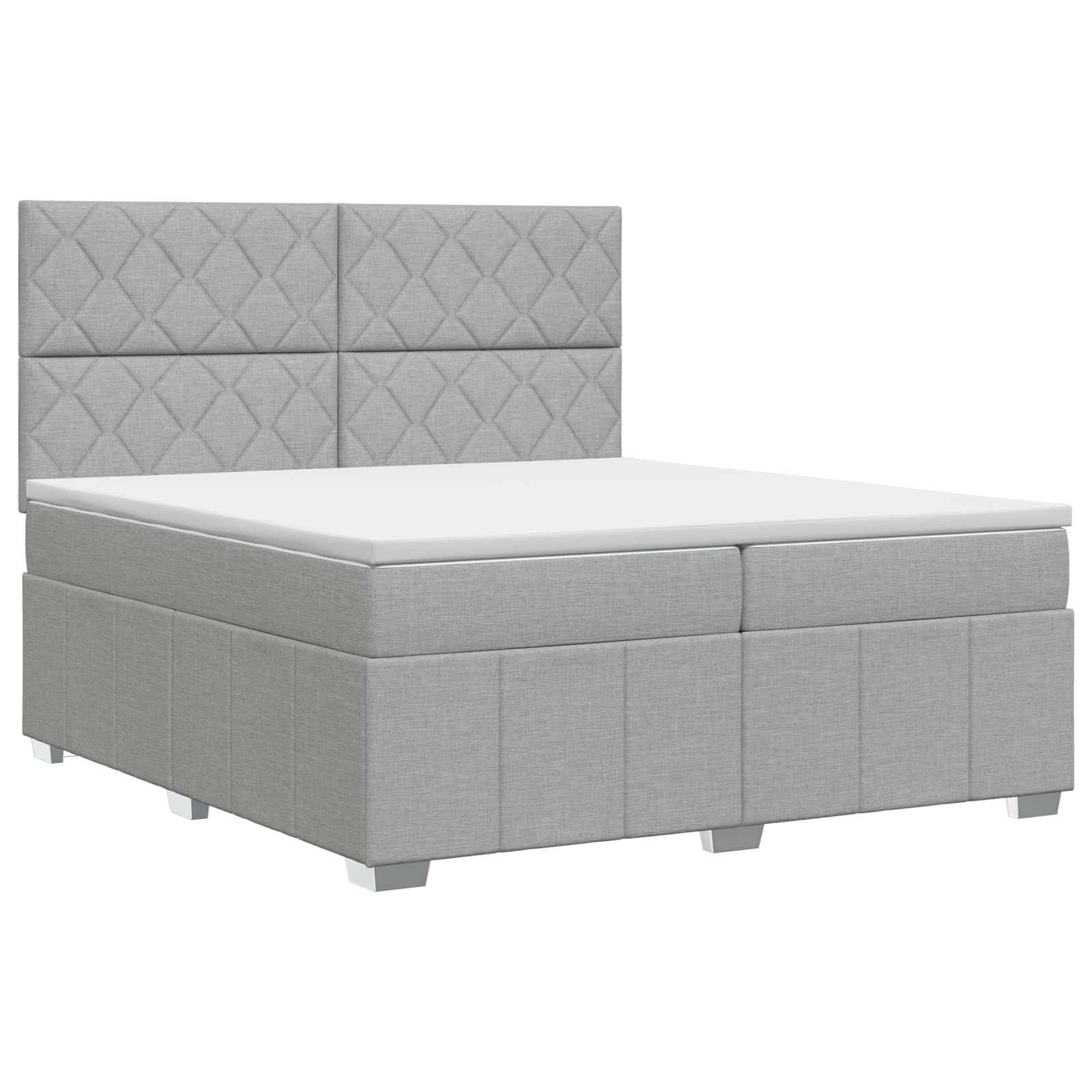 vidaXL Łóżko kontynentalne z materacem jasnoszary 200 x 200 cm tkanina