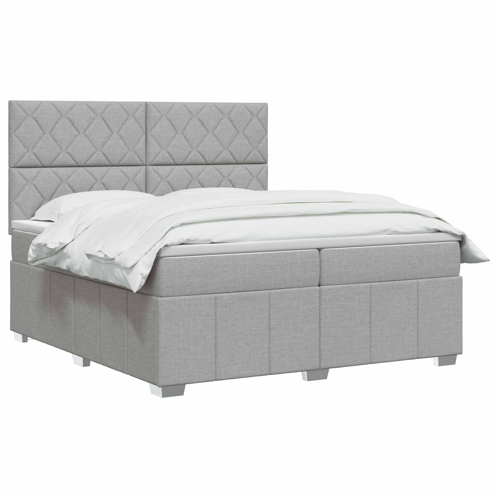 vidaXL Łóżko kontynentalne z materacem jasnoszary 200 x 200 cm tkanina