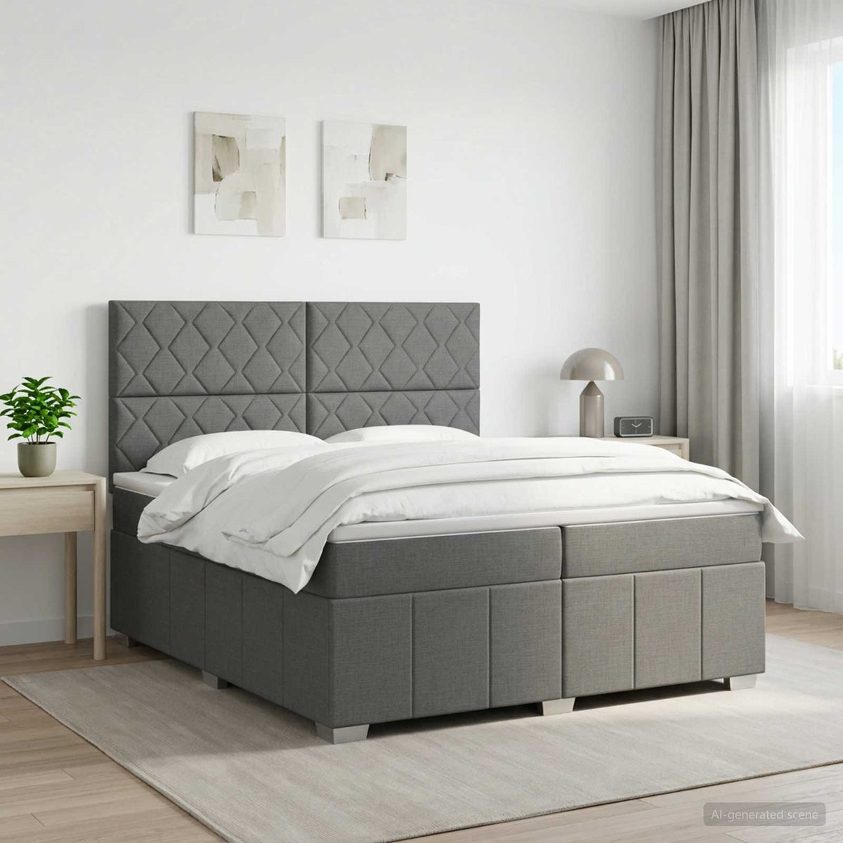 vidaXL Łóżko kontynentalne z materacem ciemnoszary 200 x 200 cm