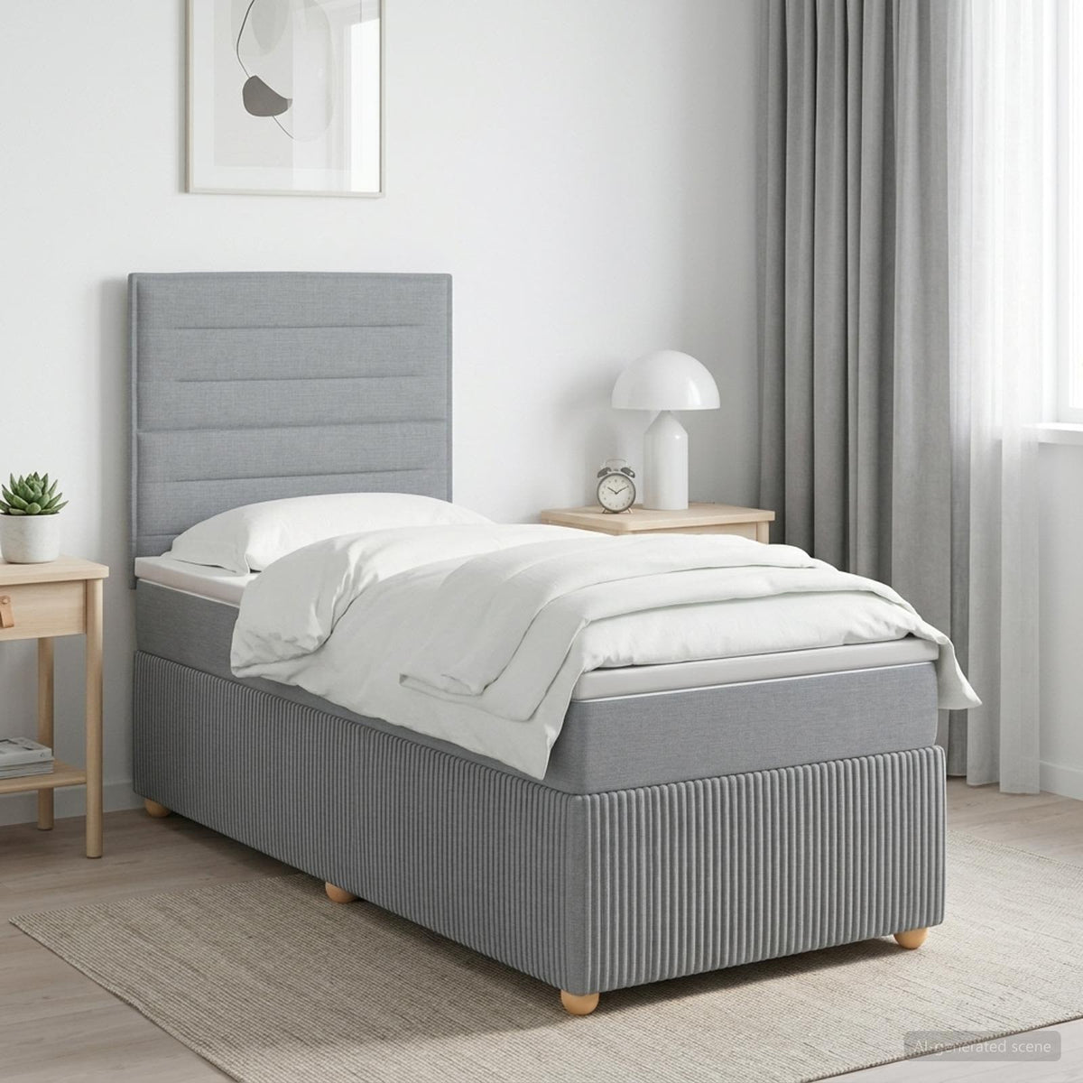vidaXL Łóżko kontynentalne z materacem jasnoszary 90 x 200 cm tkanina