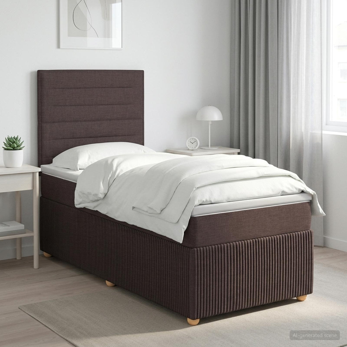 vidaXL Łóżko kontynentalne z materacem Ciemny brąz 80 x 200 cm tkanina