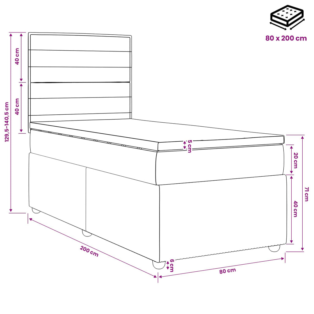 vidaXL Łóżko kontynentalne z materacem Ciemny brąz 80 x 200 cm tkanina