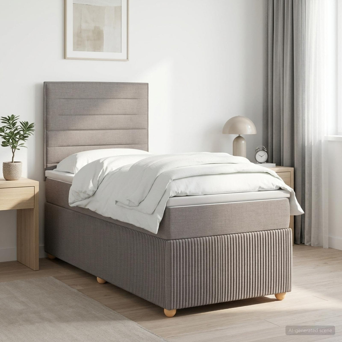 vidaXL Łóżko kontynentalne z materacem Ciemnoszary 90 x 200 cm tkanina